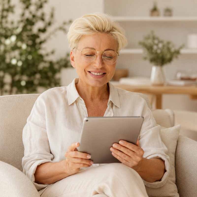 Woman reviewing the guide